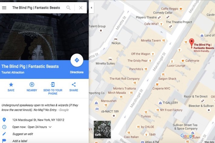 在 Google 地圖內尋找The Blind Big 酒吧，便會有相應指示。