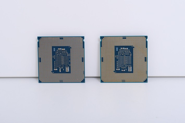 Core i7-7700K（右）沿用 LGA1151 針腳。