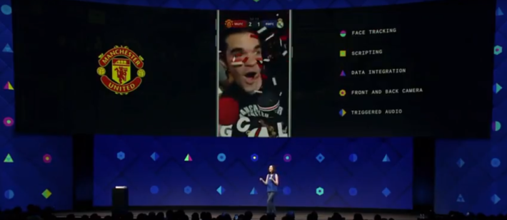 在 F8 會上， Facebook 方面表示 AR 特效備有面部追踪、腳本、數據整合、前後鏡頭可用和觸發音效功能。
