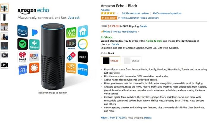 Amazon Echo 售價約為港幣 $1,400 。