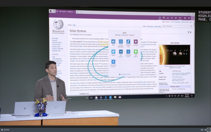 Windows 10 S 中的 Edge 瀏覽器亦會作出一些相應的功能。