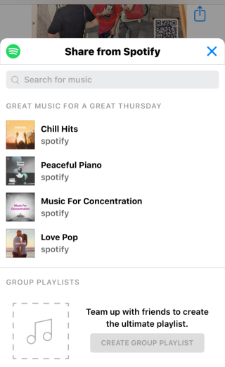 對方即使沒有不是 Spotify用戶亦可在當中搜尋及加入歌曲 