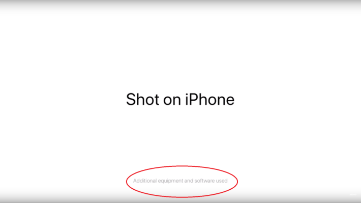 從廣告中看到「以 iPhone 拍攝」的字句下，有一行細字指它還用了其他配件及軟件來拍攝的。