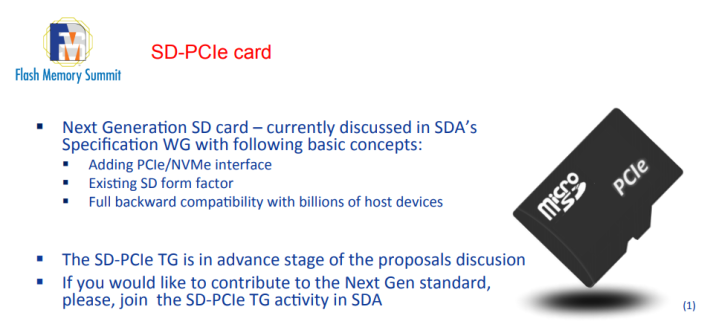 SD-PCIe 卡將沿用現時的 Form Factor，對下兼容目前的裝置。