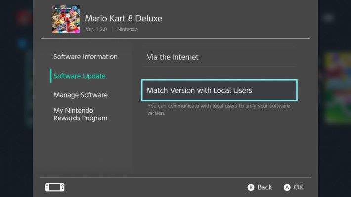 在介面選遊戲前按「+」，再選擇 「 Software Update 」的「 Match Version with Local Users 」。