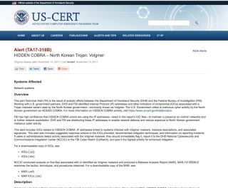 US-CERT 公布有關北韓研發的惡意軟件 Volgmer 的詳情和相關 IP 清單