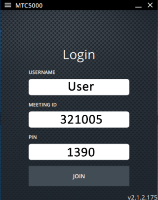 步驟 2 ：只需輸入屏幕上顯示的 Meeting ID 及密碼，即可連接 MTC-5000 。
