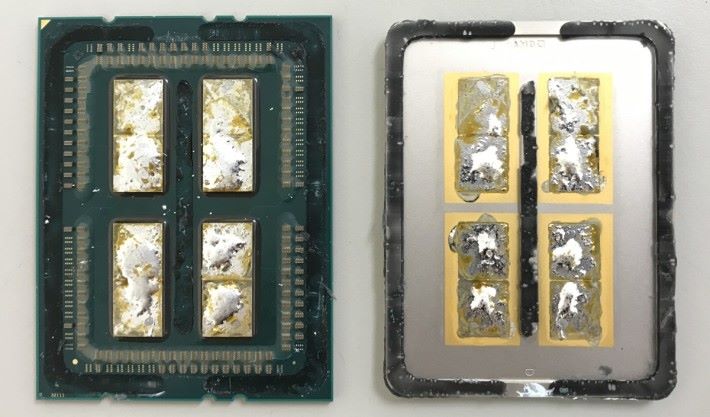 AMD Threadripper 1950X 開蓋後的樣子。圖片來源：De8auer