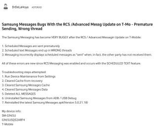 另一個報告就指 Samsung 預設的 Messages App 不按排程亂發短信