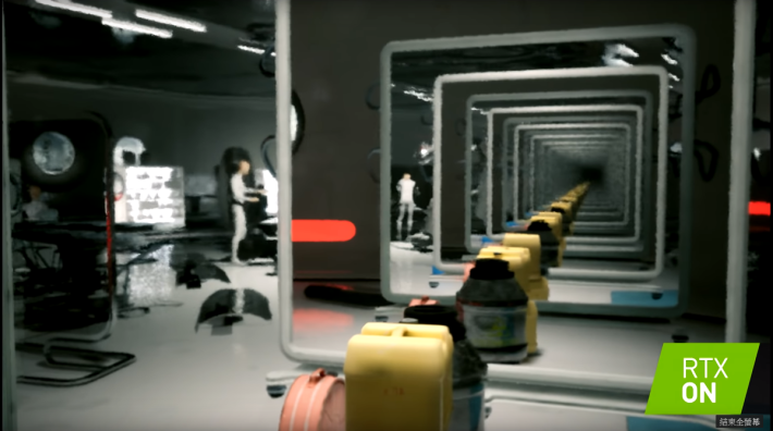 《Atomic Heart》的技術演示影片，通過兩面鏡子顯示 Ray Tracing 的威力，那個「無限反射」讓人感受到 RTX 的強大性能，也是使記者打算「換卡」的一個觸發點。