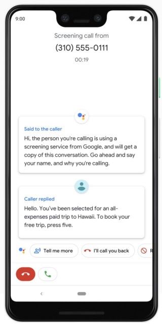 Call Screen 讓用戶可以透過 Google Assistant 與來電子溝通，以便了解是否需要立即接聽。