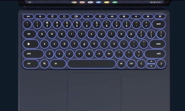 另售的 Pixel Slate Keyboard 採用圓型按鍵，不知道打起字來鍵距會不會很古怪。 