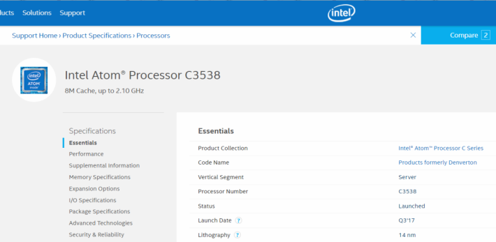 據 Intel 官網，Atom C3538 面向伺服器市場。