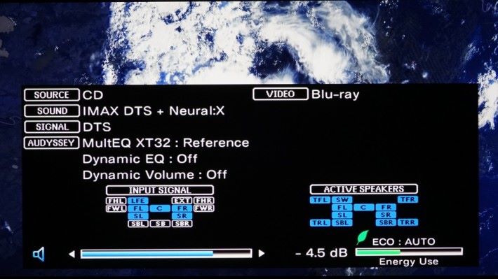 ．成功將 DTS:X 或 Dolby Atmos 改由 DTS 方式輸入，無論是 HDMI 或 同軸/光纖方式，X8500H 都會收到 DTS 訊號，到時就可以選擇 IMAX DTS，或者 IMAX DTS + Neural:X，成功模擬出 iMAX Enhanced 11 聲道環繞聲。
