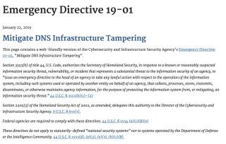 美國國土安全部要求各政府部門採取措施防止 DNS 竄改事件發生。