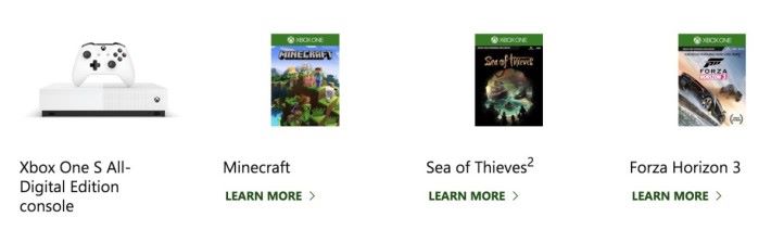 隨機附送了《 Forza Horizon 3 》、《 Sea of Thieves 》和《 Minecraft 》三款遊戲的下載碼