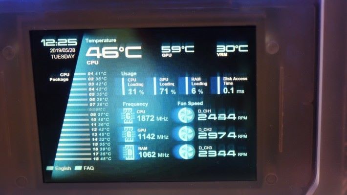 看到 CPU / RAM / GPU 負載、時脈、温度等數據。