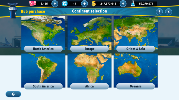 遊戲開始要選定地區作為基地，全部城市名稱會依據現實機場而定。