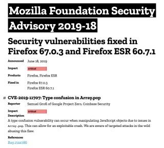 Mozilla 基金會將漏洞級別定為最高的 Critial