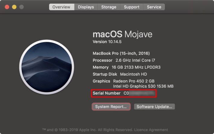 點擊「屏幕左上角蘋果標誌＞關於這 Mac」，就可以找到裝置的序號。