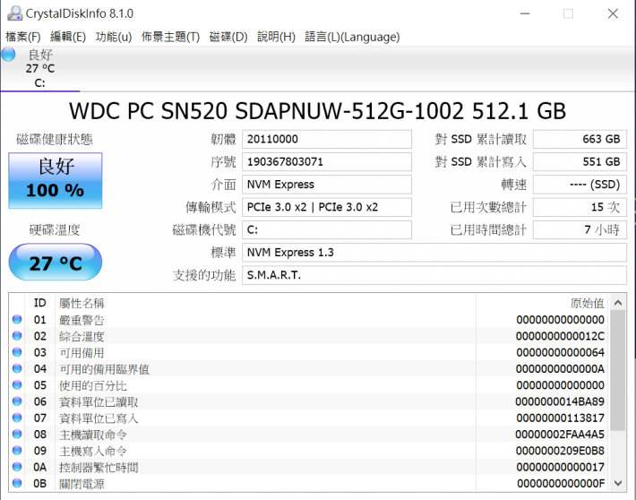送測機種的 512GB 為 PCIe Gen 3 x2 通道，1TB 才是 x4。