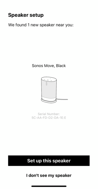  ．利用 iPhone 版的 SONOS App ，可以搜尋出在同一個網絡下的 SONOS Move，之後會將網絡 SSID 傳送到喇叭中以作網絡管理。