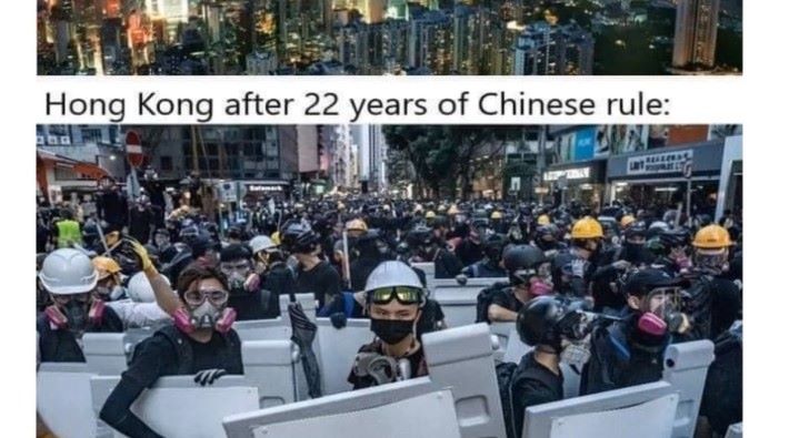 亦有展示出香港抗爭者的照片去講解。