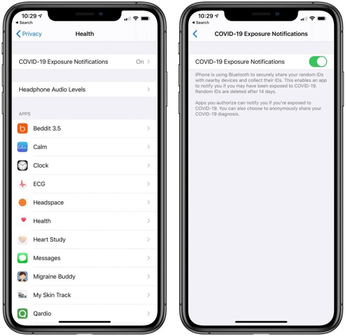 iOS 13.5 beta 3 引入「曝露通知」 API ，而用戶就可以在健康程式裡選擇不參與。