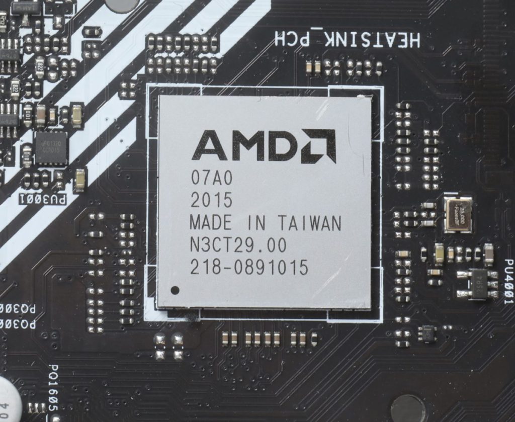 AMD A520 晶片組，與 B550 晶片組同為台廠 ASMedia 代工之作。