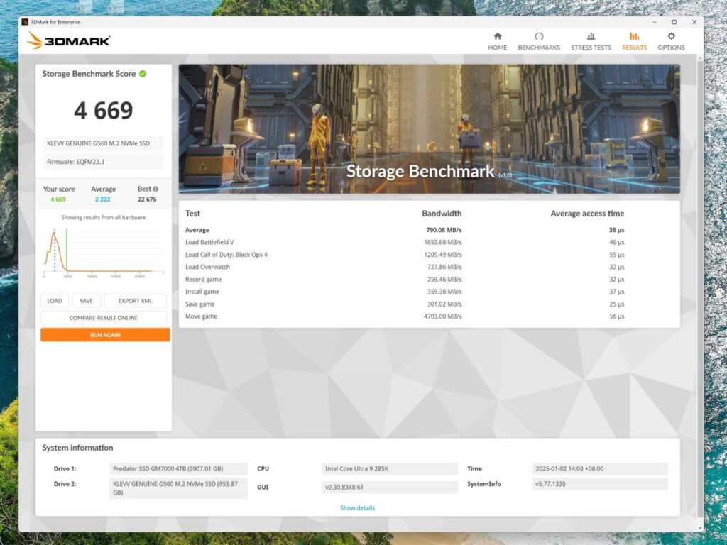 《3DMark》 Storage benchmark成績