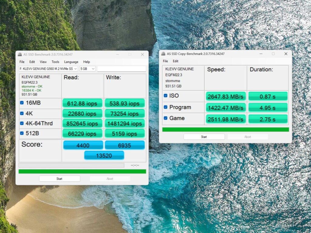 《AS SSD Benchmark》結果